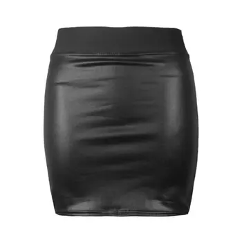 2020 m. Moteris Seksuali Solid Black PU Odos Pieštuku Sijonai Ponios Bodycon Aukšto Juosmens Sklandžiai Priežastinis Pieštuku Mini Sijonas Clubwear Sijonai