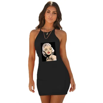 2020 m. Moterų Liemenės Trumpą Suknelę Blondinės Spausdinti Stora montavimo Temperamentas Sexy Woman Suknelė, Paplūdimio Stilių Šalis Karalienė Vestidos