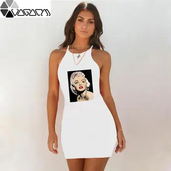 2020 m. Moterų Liemenės Trumpą Suknelę Blondinės Spausdinti Stora montavimo Temperamentas Sexy Woman Suknelė, Paplūdimio Stilių Šalis Karalienė Vestidos