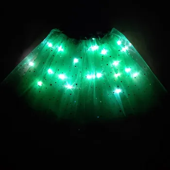 2020 m., naujosios Šviesos diodų (LED) Mergina Vaikų Drabužių Star Tutu Sijonas Princesė Šalies Tutus Tiulio Pettiskirt Vaikų Baleto Šokių naujųjų metų žalia
