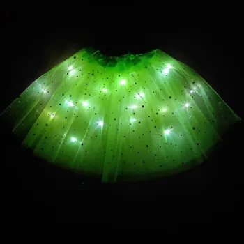 2020 m., naujosios Šviesos diodų (LED) Mergina Vaikų Drabužių Star Tutu Sijonas Princesė Šalies Tutus Tiulio Pettiskirt Vaikų Baleto Šokių naujųjų metų žalia