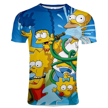 2020 m. Pavasario Vasaros Mados Simpsonų 3D Atspausdintas T-shirt Cartoon Stiliaus Vyrų/Moterų Atsitiktinis O-Kaklo Streetwear Marškinėlius Hip-Hop Marškinėlius