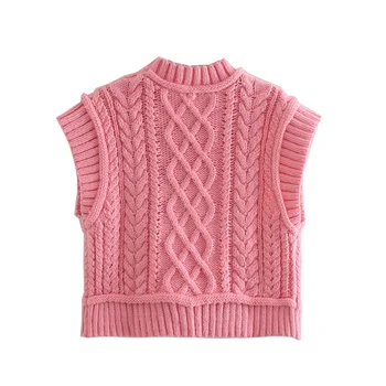 2020 m. rudens pradžioje, moterų drabužiai yra plonas ir universalus aštuonių kryptis megzti rankovių megztinis liemenė
