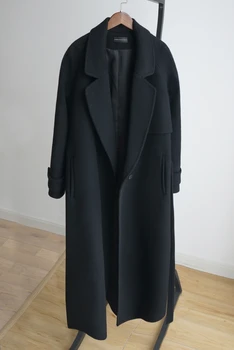 2020 m. Rudens-Žiemos Mados Moterų Vilnos Kailis Purus Juoda Dirbtinė Kašmyras Viršutiniai drabužiai Medvilnė Paminkštinimas Ilgas Striukes, Paltas WJ52