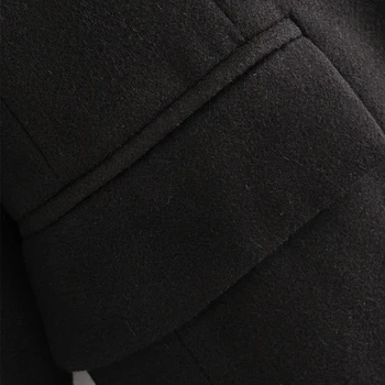 2020 m. Rudens Žiemos Moterys Vintage Juodas Ilgas Vilnos Paltai Prašmatnus Mygtuką Kietas Prarasti Paltai OLIS Office Outwear Viršūnes Moterų Feminino
