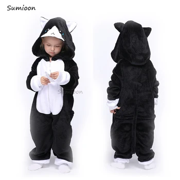 2020 M. Žiemos Gyvūnų Vienaragis Kigurumi Pižama Berniukams Mergaičių Anime Panda Jumpsuit Vaikai Sleepwear Liūtas Katė Licorne Onesie Vaikams