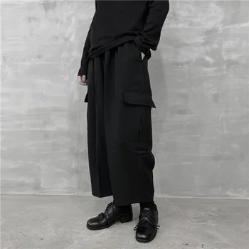 2020 m. Žiemos Yamamoto, tamsiai vėjas, didelės kišenės, sutirštės, tiesios kelnes, vyrai ir moterys