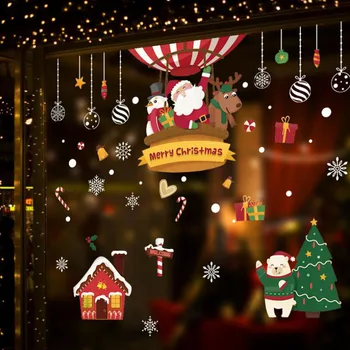 2020 Mados Didelio Dydžio Linksmų Kalėdų Sienų Lipdukai Santa Claus Langą, Kambario, Apdailos PVC Vinilo Naujųjų Metų Namų Dekoro Nuimamas