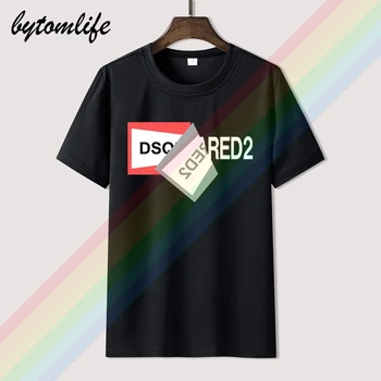 2020 Mados DSQ2 Popieriaus Logotipą, Atsitiktinis Marškinėliai vyriški Vasaros Juodos spalvos Medvilnės, trumpomis Rankovėmis, O-neck Tee Marškinėliai Topai Tee Unisex Spausdinti
