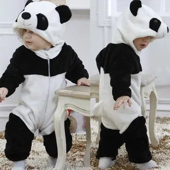 2020 Mados Kūdikių Berniukų, Mergaičių Ropmers Vaikai Šiltas Panda Gyvūnų Pižama Bendras Bamblys Tirštėti Sleepwear Drabužius Kūdikiui Jumpsuit0-3Y