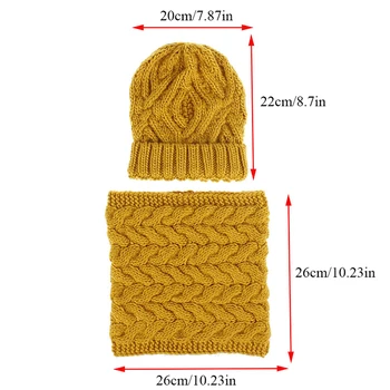 2020 mados vilnos skrybėlę, šaliką nustatyti Moterų Mezgimo Kepuraitė su antkrūtiniais dviejų dalių rudens žiemos Moterų Šiltas, Kieto Kaklo Megzti Skara Kostiumas