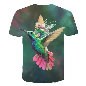2020 metų Vasaros Animacinių filmų Paukščių marškinėliai Spausdinimas, Vaikiški marškinėliai Apvalios Apykaklės 3D Berniukas ir Mergaičių Drabužių Drugelis Vaikų marškinėliai vaikams Viršų