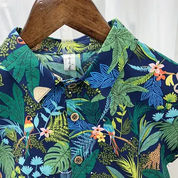 2020 metų Vasaros Berniukas Drabužiai Kostiumas trumpomis Rankovėmis Marškinėliai, Šortai 2vnt Rinkinys Vaikams Laisvalaikio Drabužių Rinkinį Lapų Paplūdimio Havajų Atostogų Stilius