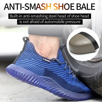 2020 Metų Vasaros Darbo Sneaker Lengvas Įkrovos Su Metalinėmis Dūriams Atspariu Saugos Avalynė Vyrams Nesunaikinami Kvėpuojantis Batai