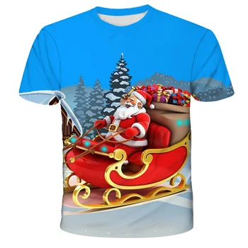 2020 metų Vasaros Greitai-džiovinimo Elf Kalėdos Elementai Gana Berniukas 3D Spausdinimo T-shirt 4T-14T Vaikų Smagu Santa marškinėliai trumpomis Rankovėmis