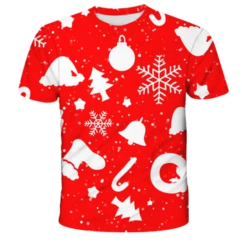 2020 metų Vasaros Greitai-džiovinimo Elf Kalėdos Elementai Gana Berniukas 3D Spausdinimo T-shirt 4T-14T Vaikų Smagu Santa marškinėliai trumpomis Rankovėmis