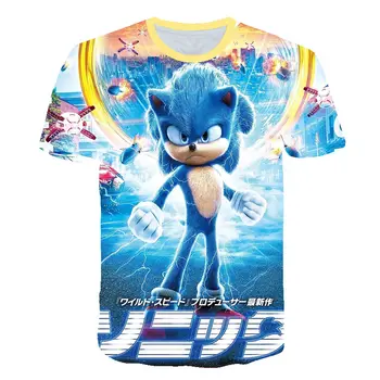 2020 metų Vasaros Mados Gatvė Vaikiški marškinėliai 3D Spausdinimo Animacinių filmų Anime Ežys Sonic O-kaklo Vaikams Laisvalaikio marškinėliai Berniukams ir Mergaitėms