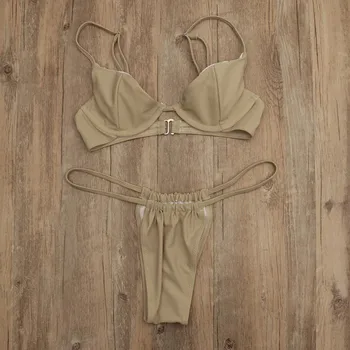 2020 metų Vasaros maudymosi kostiumėlį moterų Bikini Rinkinys Moterims Seksualus Kietas Diržas, Push-up Liemenėlė maudymosi kostiumėlį, Maudymosi Kostiumėliai, Paplūdimio Ruožas