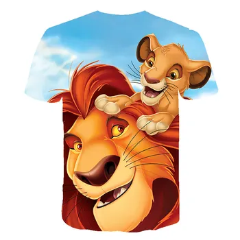 2020 metų Vasaros Mielas ir Juokingas, Vaikų Drabužiai, marškinėliai 3D Animaciją Anime Liūtas Karalius Berniukas Mergina T shirt O-Kaklo Visas rungtynes, Atsitiktinis Viršūnės