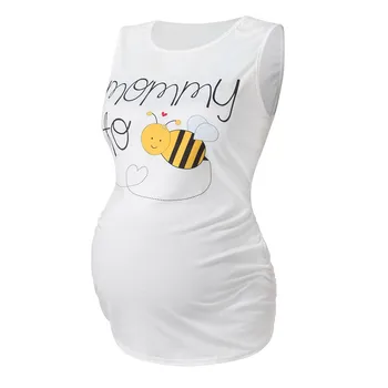 2020 metų vasaros tees moterų motinystės trumpas rankovės animacinių filmų bičių viršūnės t-shirt nėštumo drabužius t marškinėliai nėščiosioms