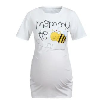 2020 metų vasaros tees moterų motinystės trumpas rankovės animacinių filmų bičių viršūnės t-shirt nėštumo drabužius t marškinėliai nėščiosioms