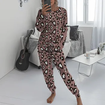 2020 Moterų Pižama Kaklaraištis Dažų Sleepwear Ištaigingas Dėvėti Loungewear Žiemos Moterų Pižama Miego Rinkinys ilgomis Rankovėmis Moterų Namų Drabužiai