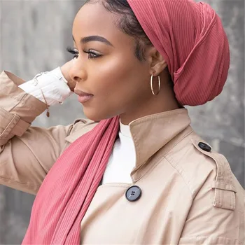 2020 Musulmonų Moterys strethcy Jersey Banguotas Šalikas Hijab Malaizija Modalinis Skaros Apsiaustas Islamo Skarelė Foulard Femme Musulman 1pcs