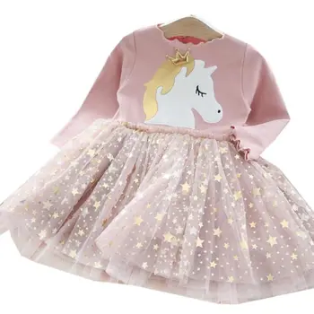 2020 Nauja Mergina Vasaros Drabužių Vaivorykštė Vienaragis Princesė Dress Vaikai Šalis Cosplay Kostiumų Fantazijos Kūdikių Mergaitės Vestido infantil