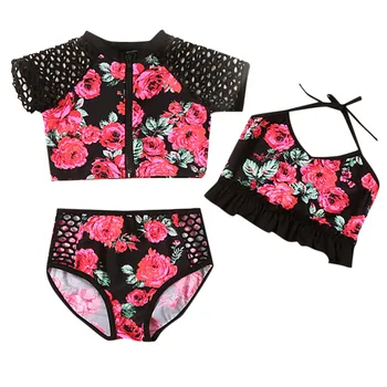 2020 Naujagimiui Bikini Rinkiniai Mergina Padalinta maudymosi kostiumėlį Kūdikių Maudymosi Kostiumai Vasarą Mergaitėms 3 vnt maudymosi Kostiumėliai Paplūdimio Šortai marškinėliai