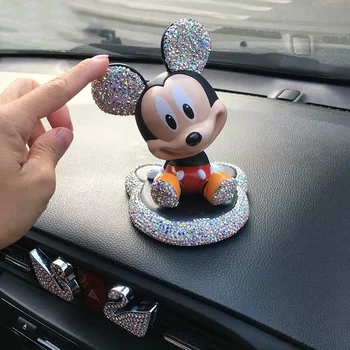 2020 Naujas Disney Mickey Minnie Automobilių Aksesuarų Mados Mielas Animacinių Filmų Automobilio Ornamentu Diamond Automobilių Apdailos Lėlės Automobilių Reikmenys, Žaislai