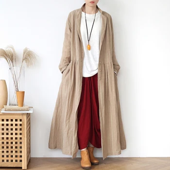 2020 Naujas Japonija Stiliaus Tranšėjos Paltai Moterims Medvilnės & Skalbiniai Ilgai Dangomis, Kietas Prarasti Rankovėmis Negabaritinių Rudenį Paltas Atsitiktinis Outwear