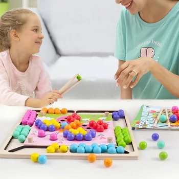 2020 Naujas Montessori Medinis Žaislas Vertus Smegenų Mokymo Granulių Spalva Klasifikacija Žaidimas Kūdikių Ankstyvojo Švietimo Žaislai
