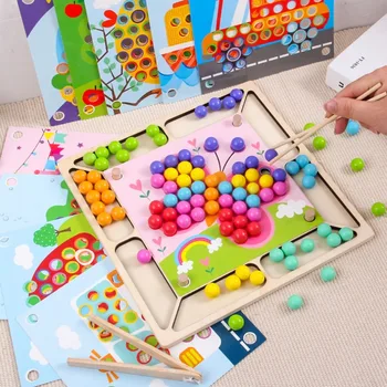 2020 Naujas Montessori Medinis Žaislas Vertus Smegenų Mokymo Granulių Spalva Klasifikacija Žaidimas Kūdikių Ankstyvojo Švietimo Žaislai