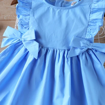 2020 Naujas Vasaros Kūdikių Dress Sleeveleless Princesė Baby Girl Dressfrocks Big-Bow Mada Vaikams Drabužių