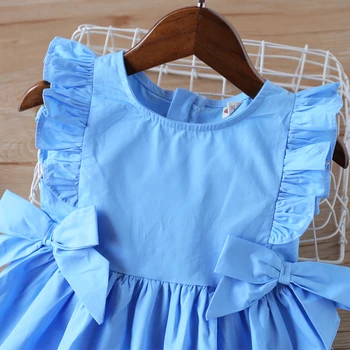 2020 Naujas Vasaros Kūdikių Dress Sleeveleless Princesė Baby Girl Dressfrocks Big-Bow Mada Vaikams Drabužių