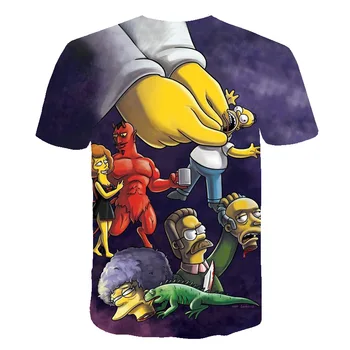 2020 Naujas Vasaros marškinėliai Animacinių filmų Modelis Simpson 3D Print T-shirt Vyrai Mada Atsitiktinis Marškinėliai O-Kaklo Negabaritinių Marškinėlius Tees Viršų