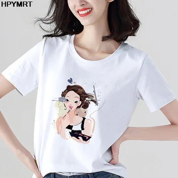 2020 Naujas vasaros marškinėliai Moterims padaryti iki grožio atspausdintas T-shirt Harajuku T-shirt moterų mados baltos viršūnės moteriški Marškinėliai drabužių