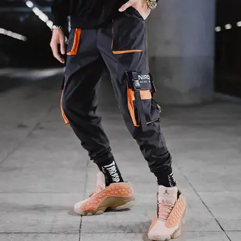 2020 Naujas Vyrų Hip-Hop Juoda Krovinių Kelnės poilsiu Sweatpants Vyrų Juostelės Atsitiktinis Streetwear Haremo Kelnės Moterims Mados Kelnės