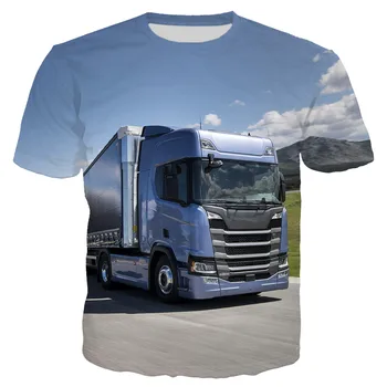 2020 Naujausias 3D Spausdinimo Automobilių, Sunkvežimių trumpomis Rankovėmis Vyrams Marškinėliai Vasaros Unisex Mados Atsitiktinis marškinėliai topai