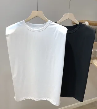 2020 Nauji Berankoviai marškinėliai Moterims Vasara O-Kaklo Tshirts Vasaros Paprastas Tee Viršuje Su Peties Pagalvėlės