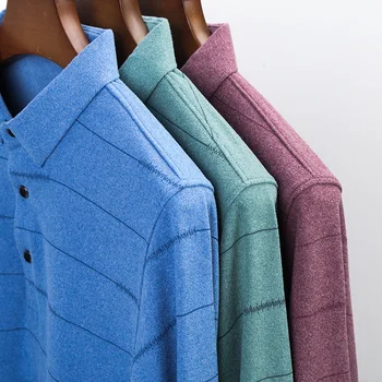 2020 Naują Atsitiktinis Polo Marškinėliai Vyrams, Rudenį, Žiemą Storas Tee marškinėliai Visiškai rankovėmis Slim Fit Dryžuotas Camisa Polo Mens Viršūnes Tee T942