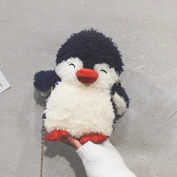 2020 Naują atvykimo kūrybos juokinga kailio maišelį animacinių filmų pingvinas peties grandinės maišelį pliušinis maišelį 25cm