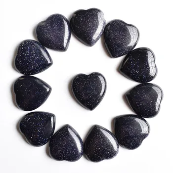 2020 naują geros kokybės, mėlyna smėlio, akmens širdies formos kabina cabochons karoliukai papuošalai priėmimo 25mm didmeninė 12pcs/aikštelė nemokama