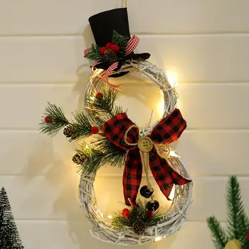 2020 Naują Kalėdų Pakabinti Apdailos LED Žibintai, Sniego, Kalėdų Vainikas Rotango Ratas Duris Namų Kalėdų Medžio Apdaila