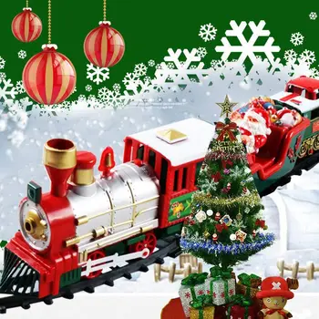 2020 Naują Kalėdų Vaikai Maži Traukinio Bėgių Žaislas Elektros, Šviesos, Muzikos Kalėdinė Dekoracija Mažų Traukinį Klasikinio Kelio