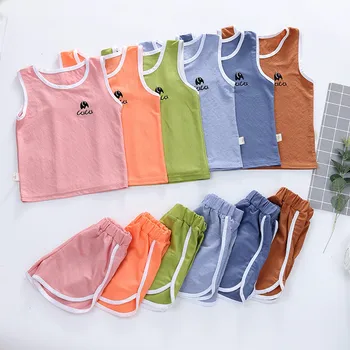 2020 naujų karšto pardavimo, Vaikų drabužiai nustatyti kokybės Tencel medvilnės vaikams drabužių nustatyti vasaros Rankovių mergaičių drabužių berniuko kostiumas