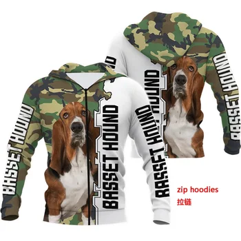 2020 naujų karšto pardavimo Vyrai moterys basset hound dog limited edition 3d užtrauktukas hoodies ilgomis rankovėmis Megztiniai striukė, megztinis tracksuit