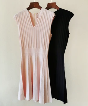 2020 Naujų Rudens Kolekcijų V Kaklo, Rankovių Mini Megzti Suknelę UK Mados