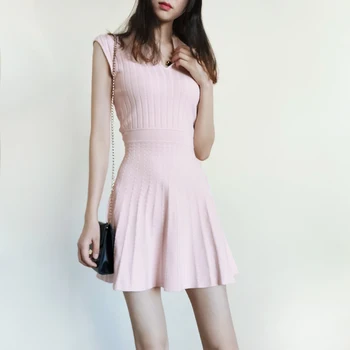 2020 Naujų Rudens Kolekcijų V Kaklo, Rankovių Mini Megzti Suknelę UK Mados