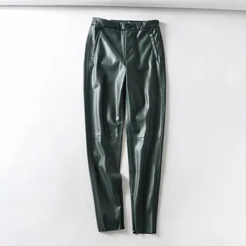2020 pieštuku kelnės moterims, stilingas PU odos kelnės pusėje užtrauktukas kišenės papuošti moterų kietas kelnės ilgos pantalones mujer